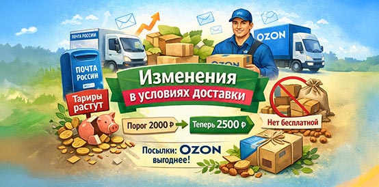 ВНИАНИЕ: Изменение стоимости доставки в целом, условий и пороговой суммы для бесплатной доставки.