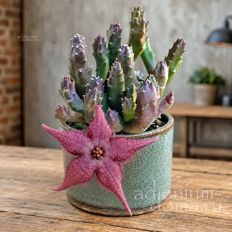 Stapelia SCHINZII ANGOLENSIS Maroon Starfish Flower Стапелия Шинца ангольская Шинзи Анголенсис 2
